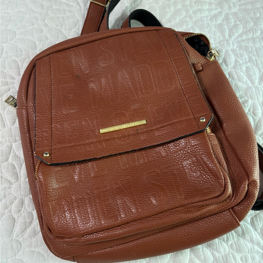 Steve Madden Brown Leather Backpack
